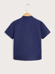 SHEIN 男孩波卡圓點襯衫 - 藏蓝色 - 查看 2