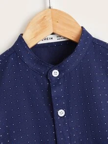 SHEIN 男孩波卡圓點襯衫 - 藏蓝色 - 查看 3