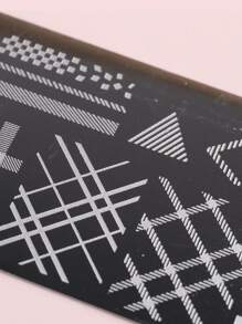 FULL BEAUTY 1 hoja Placa de plantilla de arte de uñas con patrón geométrico - Plateado - Ver 3