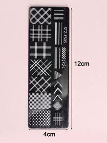 FULL BEAUTY 1 hoja Placa de plantilla de arte de uñas con patrón geométrico - Plateado - Ver 5