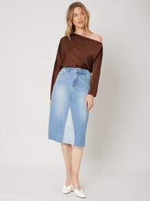 MOTF PREMIUM ASYMMETRICAL NECK REGULAR FIT TOP - Chocolate Brown - View 5