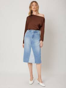 MOTF PREMIUM ASYMMETRICAL NECK REGULAR FIT TOP - Chocolate Brown - View 7