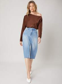 MOTF PREMIUM ASYMMETRICAL NECK REGULAR FIT TOP - Chocolate Brown - View 9