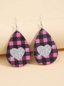 Hoa tai giọt nước hình trái tim & kẻ sọc - Nhiều màu - Xem 1