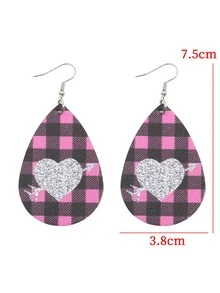 Hoa tai giọt nước hình trái tim & kẻ sọc - Nhiều màu - Xem 3