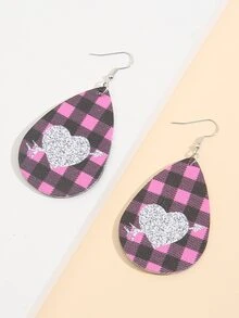 Hoa tai giọt nước hình trái tim & kẻ sọc - Nhiều màu - Xem 4