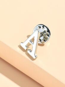 字母設計胸針 - 銀色 - 查看 3