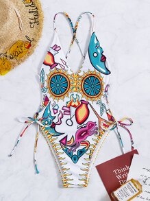 Đồ bơi một mảnh in hình chữ thập toàn thân, cho kỳ nghỉ hè ở bãi biển - Nhiều màu - Xem 5