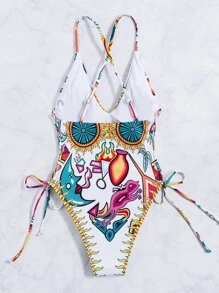 Đồ bơi một mảnh in hình chữ thập toàn thân, cho kỳ nghỉ hè ở bãi biển - Nhiều màu - Xem 4