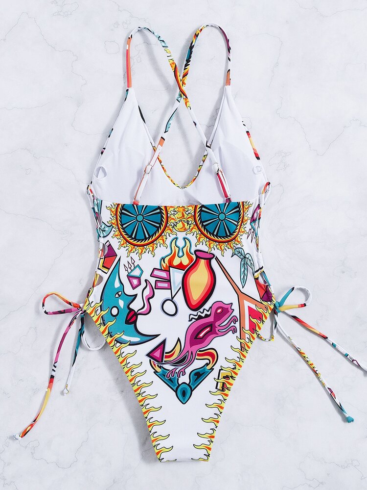 Đồ bơi một mảnh in hình chữ thập toàn thân, cho kỳ nghỉ hè ở bãi biển - Nhiều màu - Xem 4