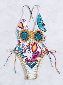 Đồ bơi một mảnh in hình chữ thập toàn thân, cho kỳ nghỉ hè ở bãi biển - Nhiều màu - Xem 7