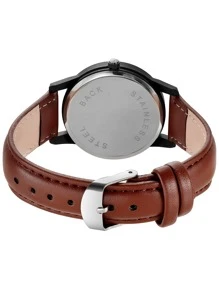 青少年男孩防水夜光指针手表 - 咖啡棕 - 查看 5