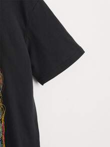 SHEIN Boys Dinosaur Print Round Neck Top - Black - View 4