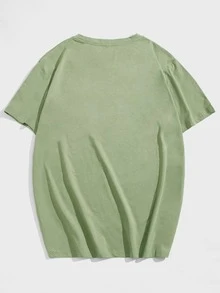 ROMWE MEN 男士字母圖案T恤 - 青檸色 - 查看 2