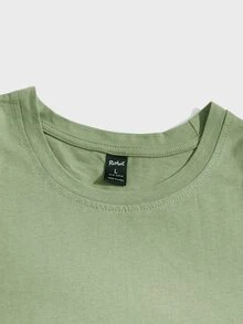 ROMWE MEN 男士字母圖案T恤 - 青檸色 - 查看 4