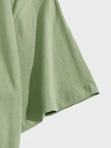 ROMWE MEN 男士字母圖案T恤 - 青檸色 - 查看 3