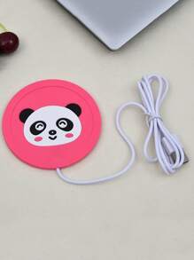 1pc Cartoon Panda Pattern Constant Temperature Heating Coaster - Pink - View 2