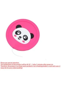 1pc Cartoon Panda Pattern Constant Temperature Heating Coaster - Pink - View 3