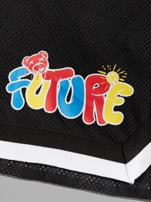 Manfinity VCAY Quần Short Nam Dây kéo Túi Ruy băng Hoạt hình Lá thư Sẵn sàng - màu đen - Xem 3