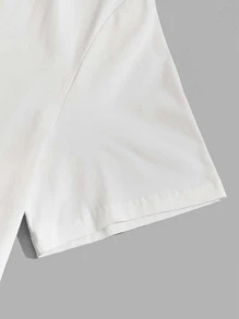 GENTILAND 男士字母圖案撞色T恤 - 白色 - 查看 4