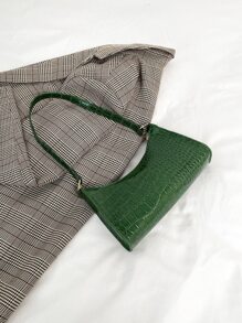 鱷魚壓紋法棍包 - 綠色 - 查看 1