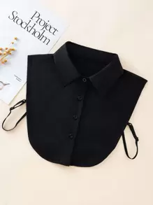 Cuello postizo de botón liso, atuendo para festivales, viajes, discotecas, graduación RY38 - Negro - Ver 3