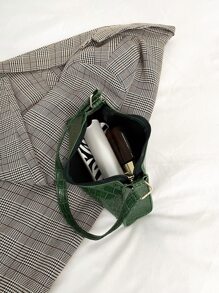 鱷魚壓紋法棍包 - 綠色 - 查看 6