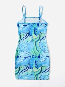 SHEIN Tween Girl Marble Print Cami Dress - Multicolor - View 2