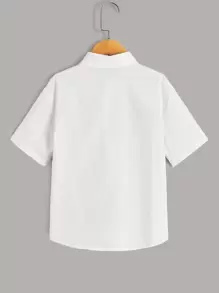 SHEIN Tween Boy Button Front Solid Shirt - White - View 2