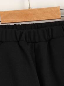 SHEIN Toddler Girls Letter Graphic Contrast Panel Joggers - Black - View 3