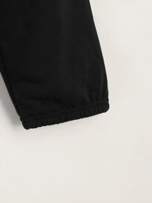 SHEIN Toddler Girls Letter Graphic Contrast Panel Joggers - Black - View 4