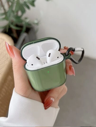 Green Apple Plain Case Compatible With Airpods
