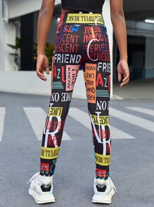 SHEIN Cô gái Tween Đồ họa Khẩu hiệu Thắt lưng rộng Xà cạp - Nhiều màu - Xem 2