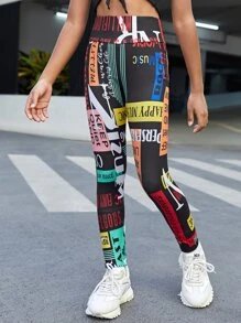 SHEIN Cô gái Tween Đồ họa Khẩu hiệu Thắt lưng rộng Xà cạp - Nhiều màu - Xem 4