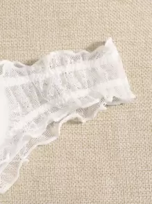 Pure Desire Quần lót ren hoa trang trí Pom-Pom - trắng - Xem 3