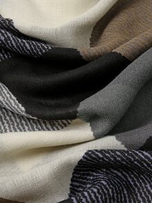 格紋圖案圍巾 - 黑色 - 查看 4