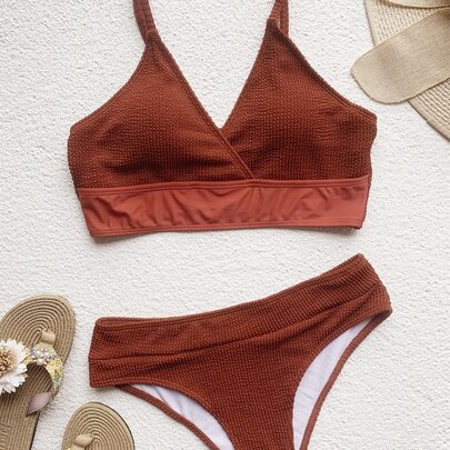 Solid Bikini Swimsuit