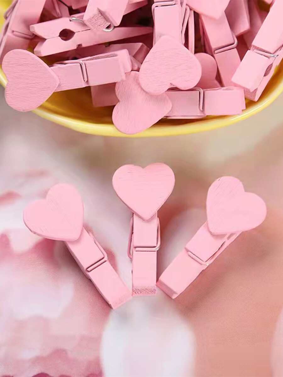 25pcs Heart Decor Random Color Clip - Multicolor - View 1