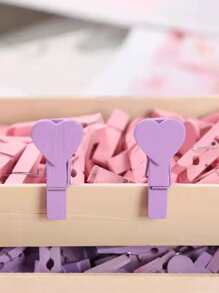 25pcs Heart Decor Random Color Clip - Multicolor - View 3