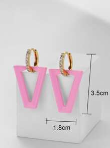 Thả hoa tai Khối Zirconia  Chi tiết Tam giác - Bụi hồng - Xem 3