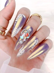 FULL BEAUTY 2 tấm Hoa Hồng Họa Tiết Móng Tay Nghệ Thuật Miếng Dán Móng Tay DIY - trắng - Xem 7