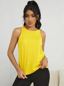 Core Rhythm Strappy Back Crop Sports Tank Topworkout Tank Top - Yellow - View 2