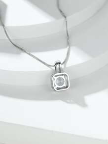 水鑽裝飾吊墜項鍊 - 銀色 - 查看 2