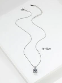 水鑽裝飾吊墜項鍊 - 銀色 - 查看 3