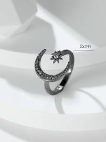 Vanel Moon & Star Decor Cuff Ring - Black - View 3
