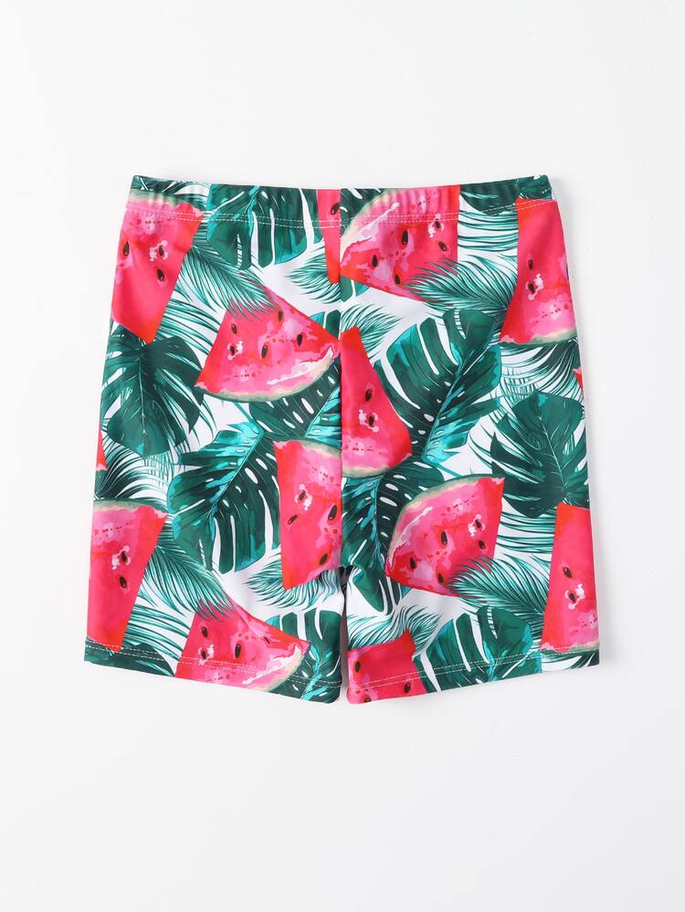 Boys Watermelon Print Swim Shorts - Multicolor - View 2