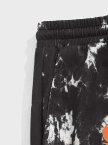 Manfinity RebelGame Loose-Fit Men's Tie Dye Cartoon Face Printed Elastic Waist Shorts - Black - View 3