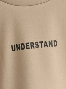 SHEIN 青少年男生字母圖形對比邊角上衣 - 卡其色 - 查看 3