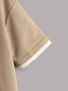 SHEIN 青少年男生字母圖形對比邊角上衣 - 卡其色 - 查看 4