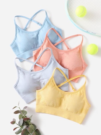 4 pièces Brassière de sport sans couture douceur soutien faible